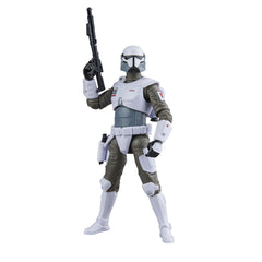 Star Wars The Black Series Imperial Armored Commando front view for display.