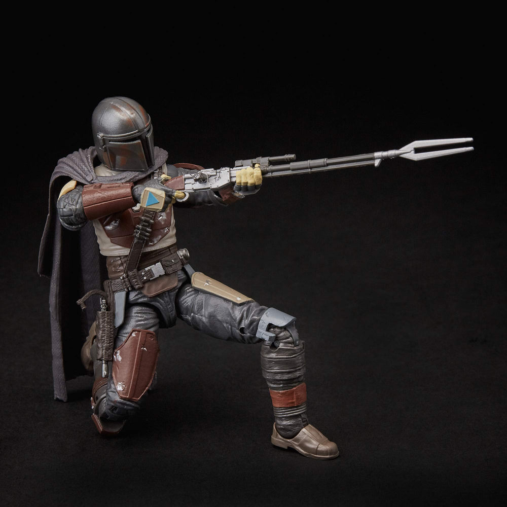 STAR WARS The Black Series Mandalorian figure displayed on shelf.