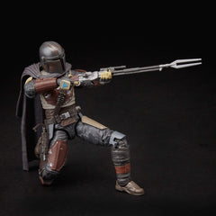STAR WARS The Black Series Mandalorian figure displayed on shelf.