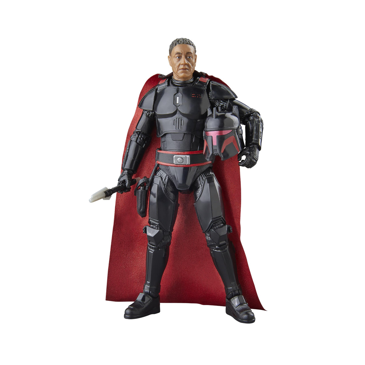 STAR WARS The Black Series Moff Gideon figure in Dark Trooper armor for display.