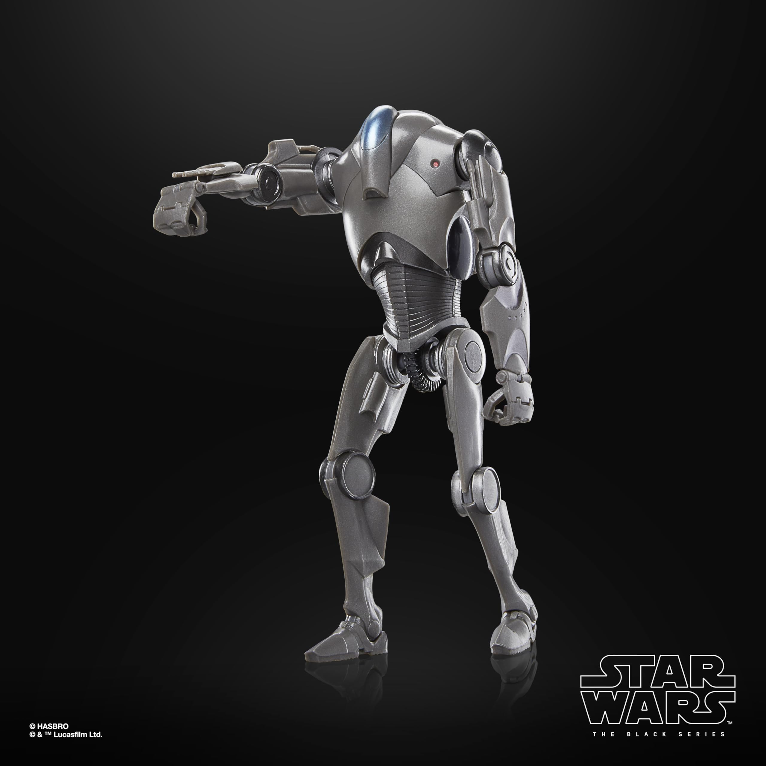 STAR WARS The Black Series Super Battle Droid side profile highlights sleek design and articulation