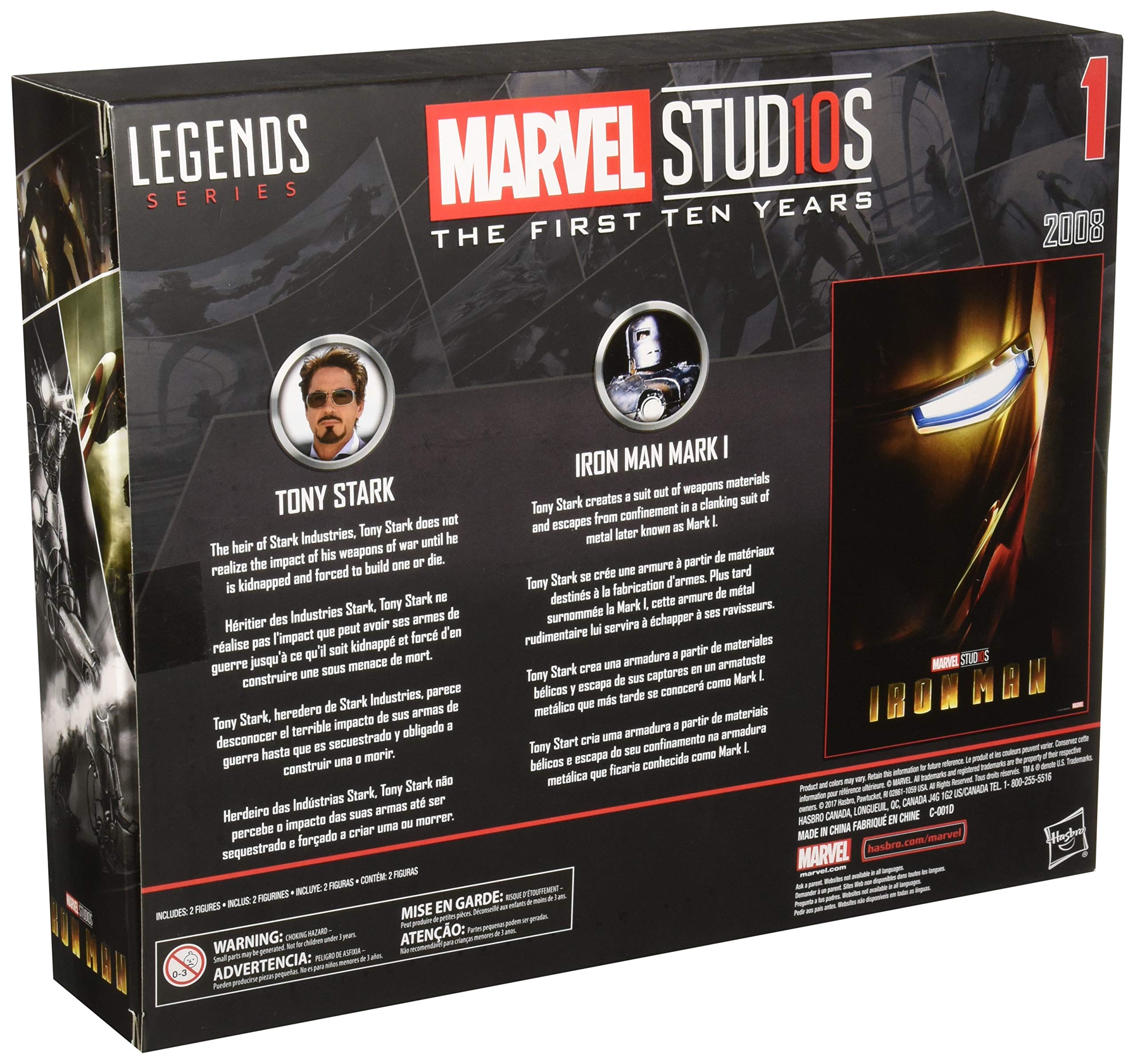 STAR WARS Tony Stark Iron Man Mark 1 2-pack accessories and packaging photo-ready display.