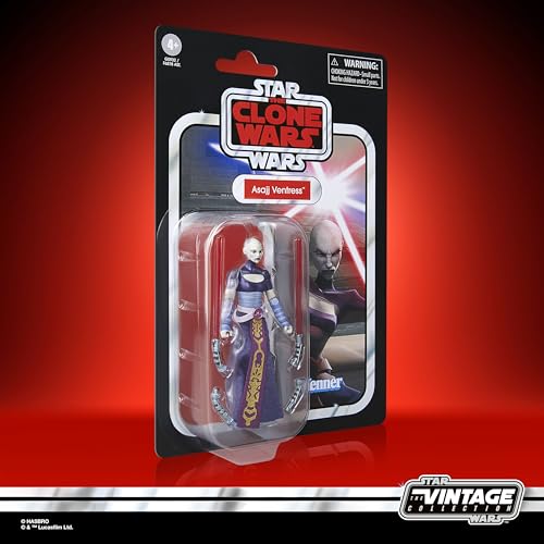 STAR WARS Vintage Collection Asajj Ventress display-friendly packaging with stackable design.