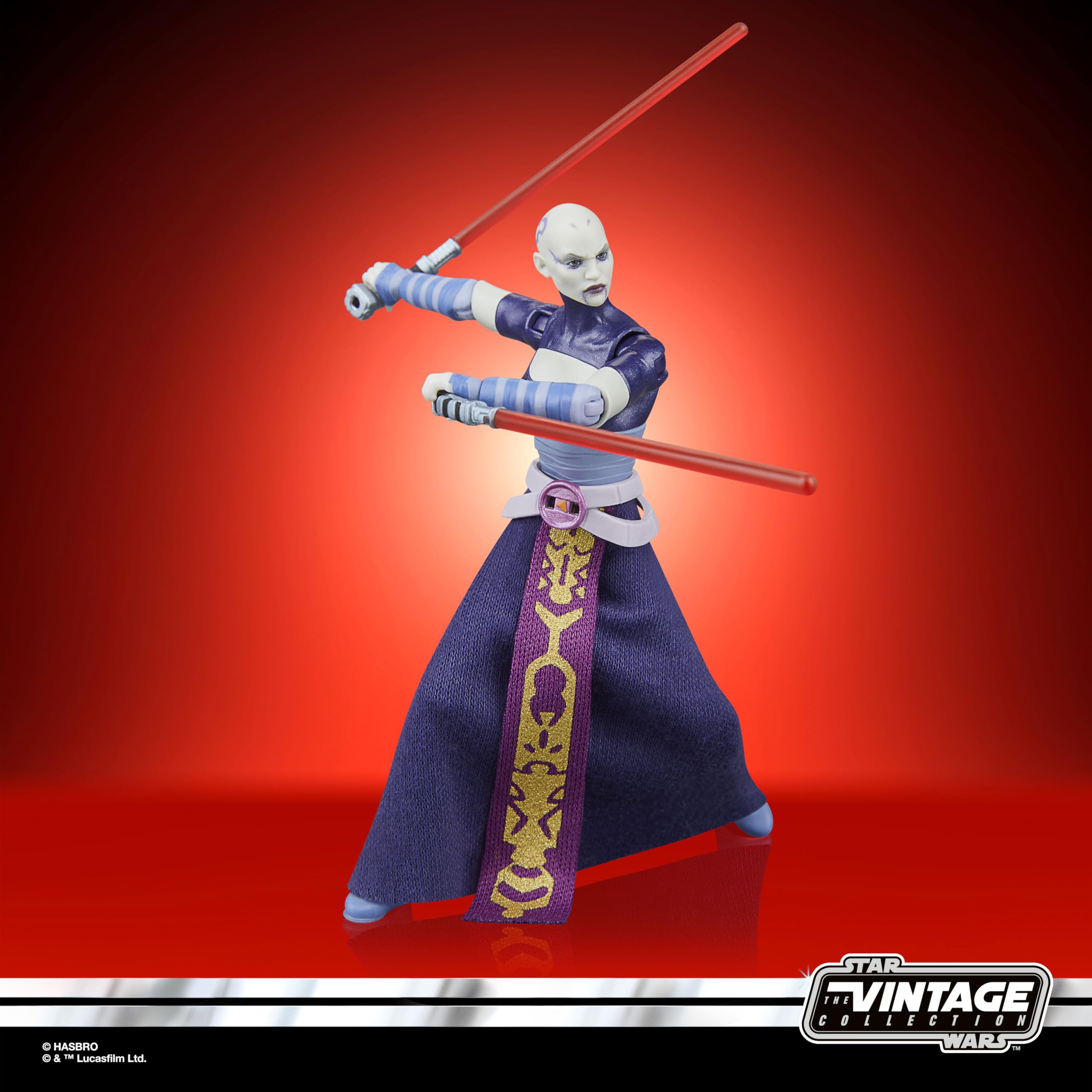 STAR WARS Vintage Collection Asajj Ventress profile view highlights sculpt precision.