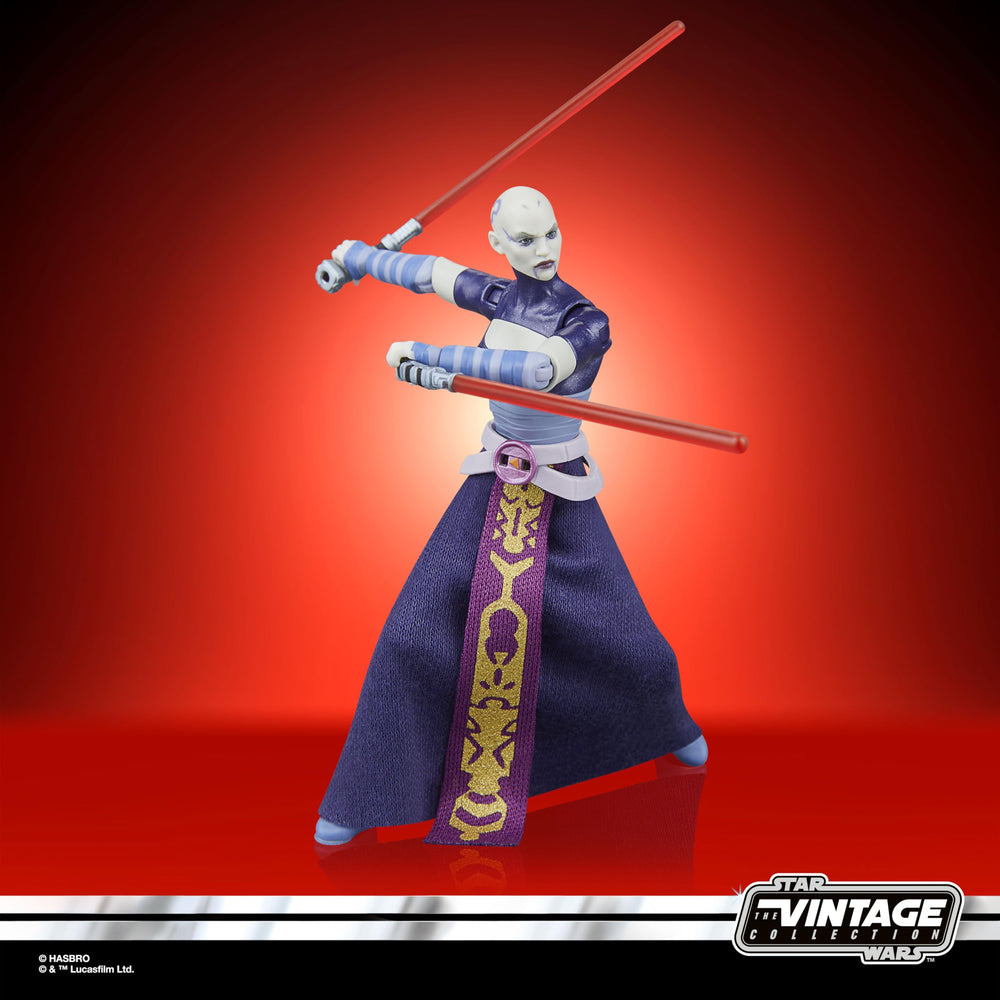 STAR WARS Vintage Collection Asajj Ventress profile view highlights sculpt precision.