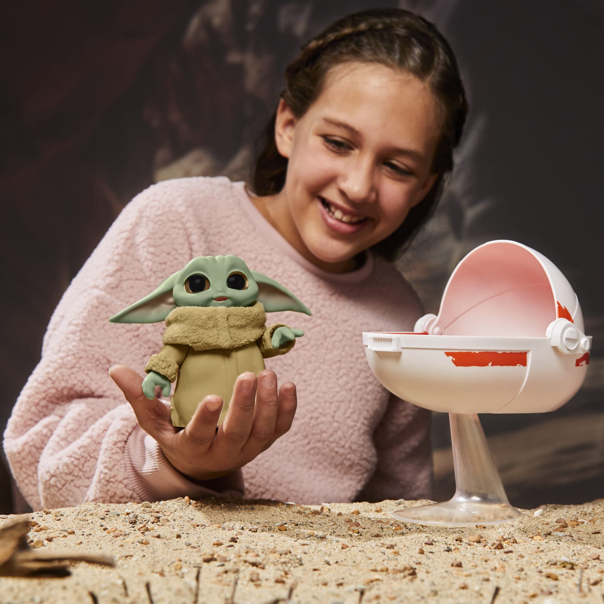 STAR WARS Grogu soft-touch ears enhance tactile exploration during play.