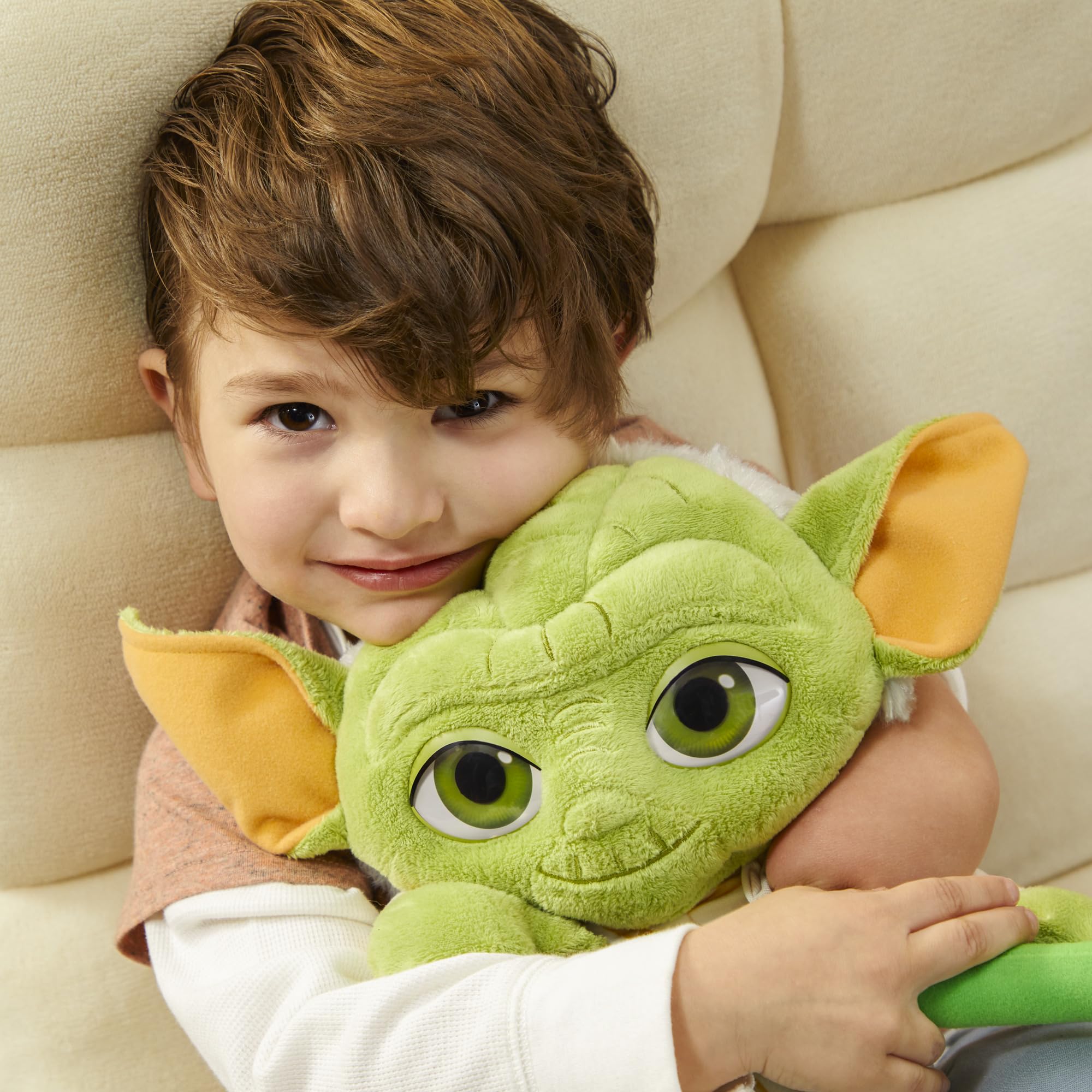 Star Wars Yoda plush with lightsaber for imaginative adventures.