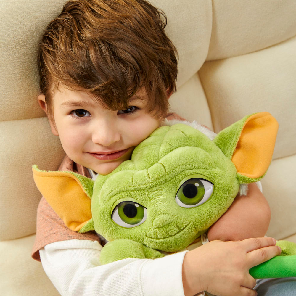 Star Wars Yoda plush with lightsaber for imaginative adventures.