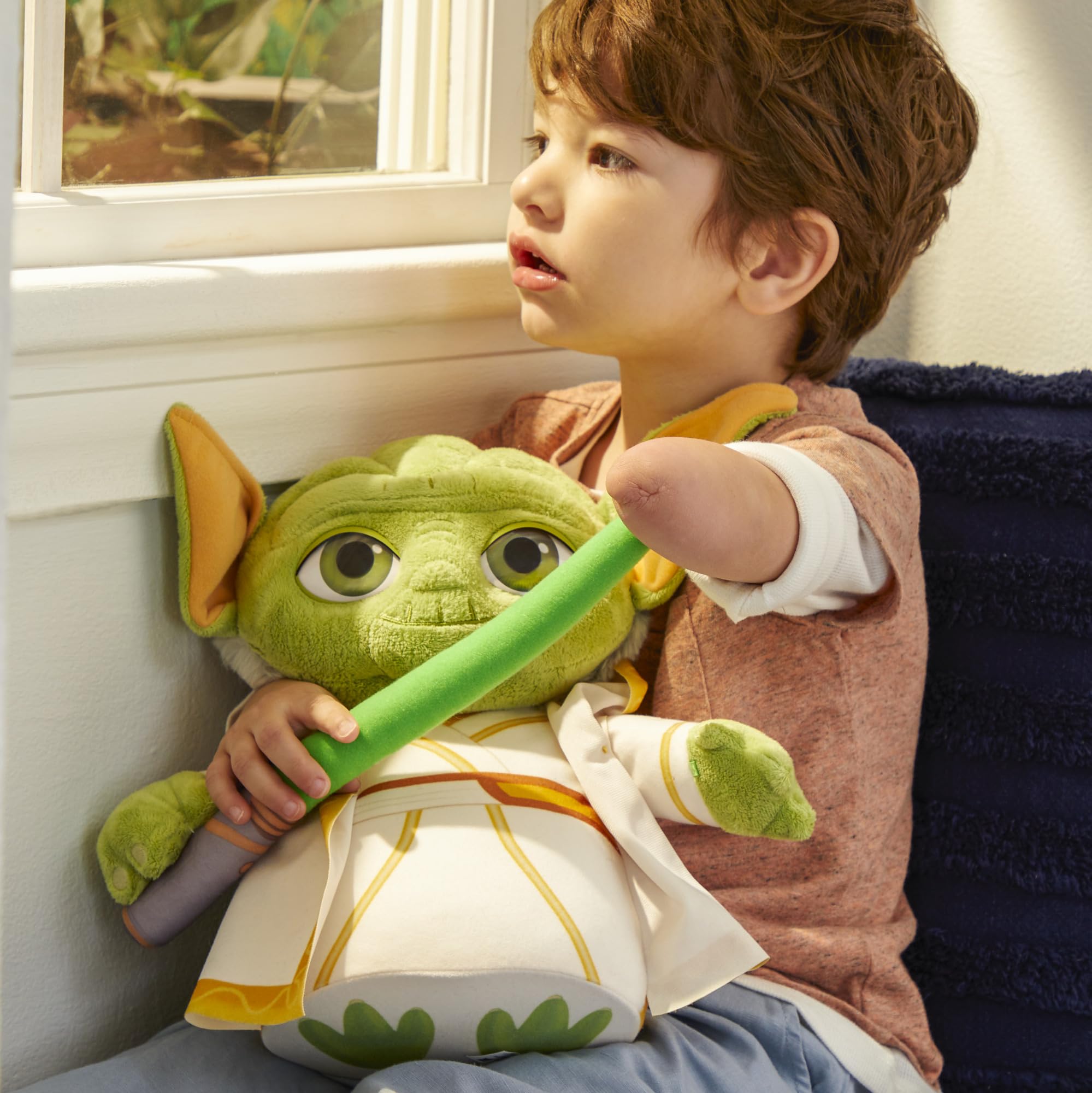 Star Wars Yoda plush soft fabric offers cozy hugs.