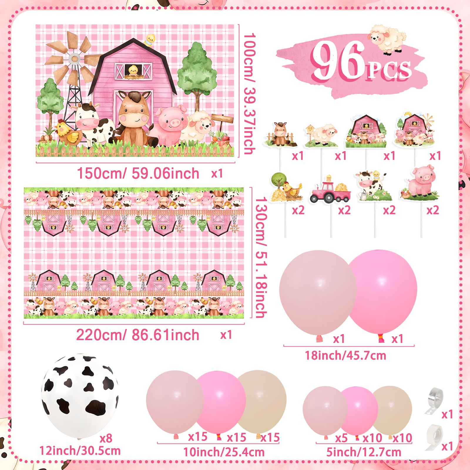 Staraise farm animal tablecloth adds themed decor and easy cleanup.