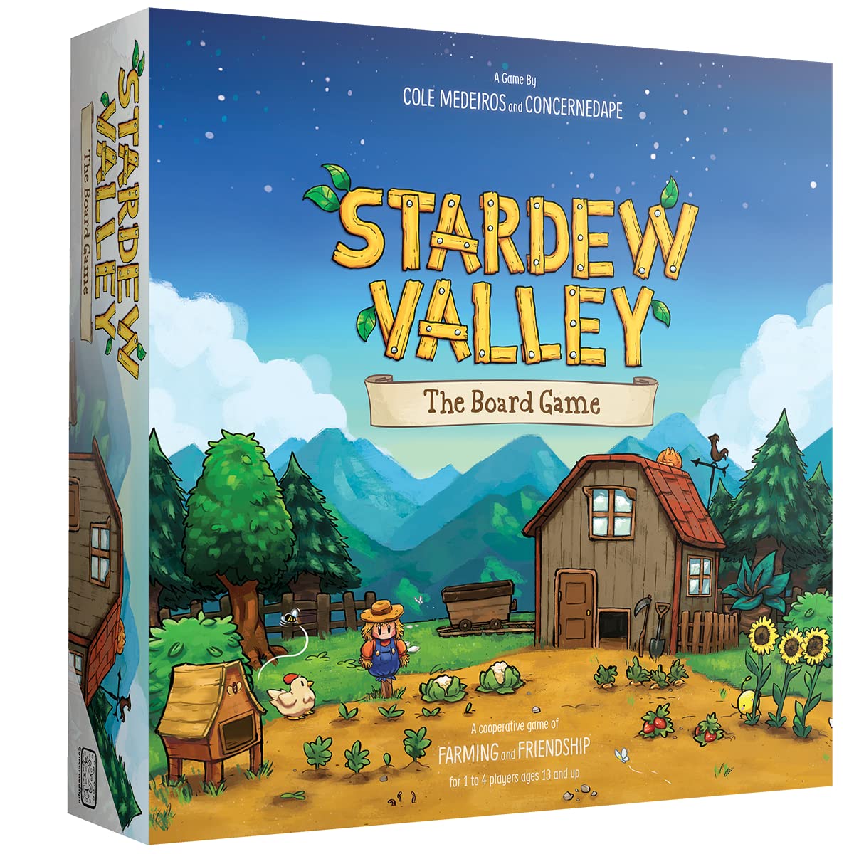 Stardew Valley Board Game cover art inviting players into cooperative farming fun.