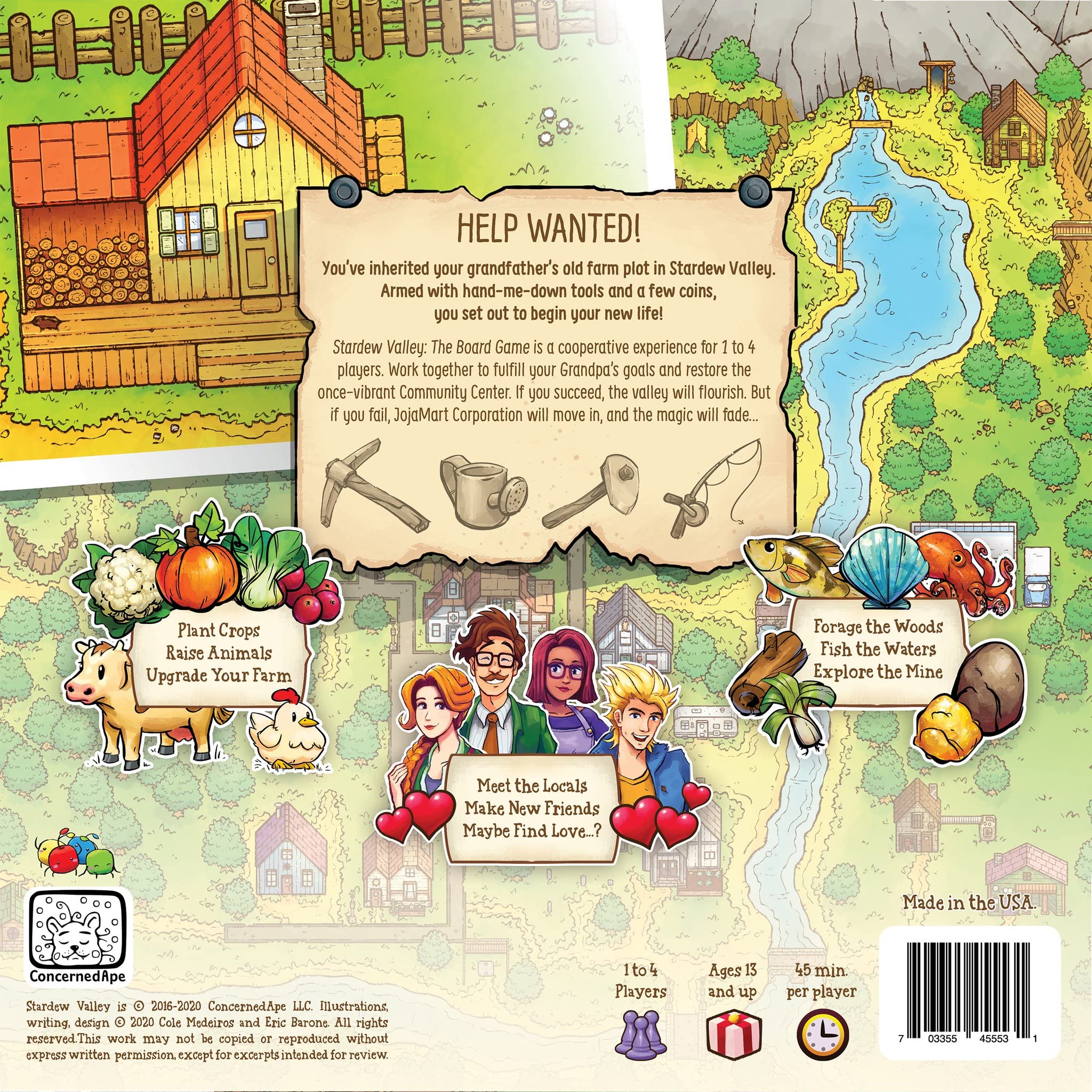 Stardew Valley Board Game farm and fields scene highlighting teamwork and planning.