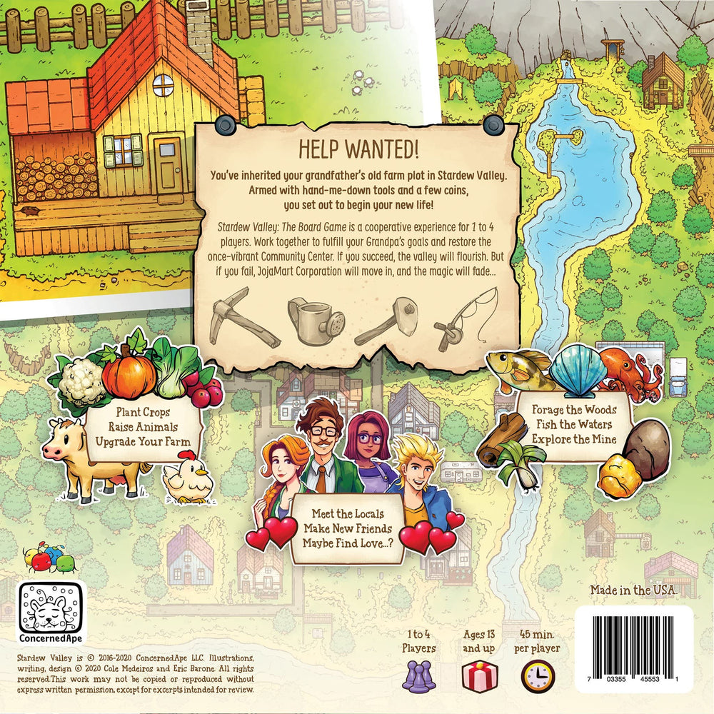 Stardew Valley Board Game farm and fields scene highlighting teamwork and planning.