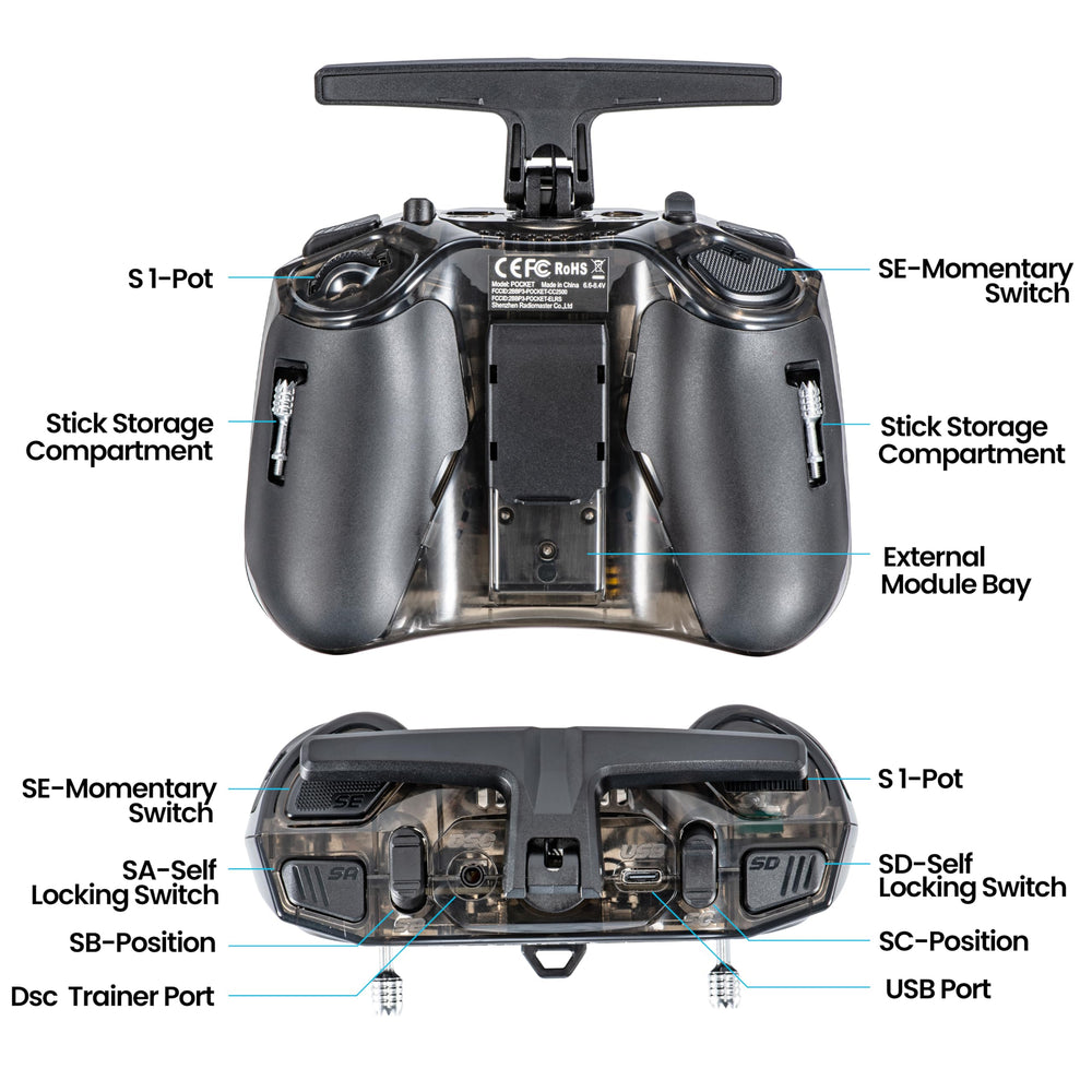 STARDRONE Radiomaster Pocket battery-ready with 18650 cells