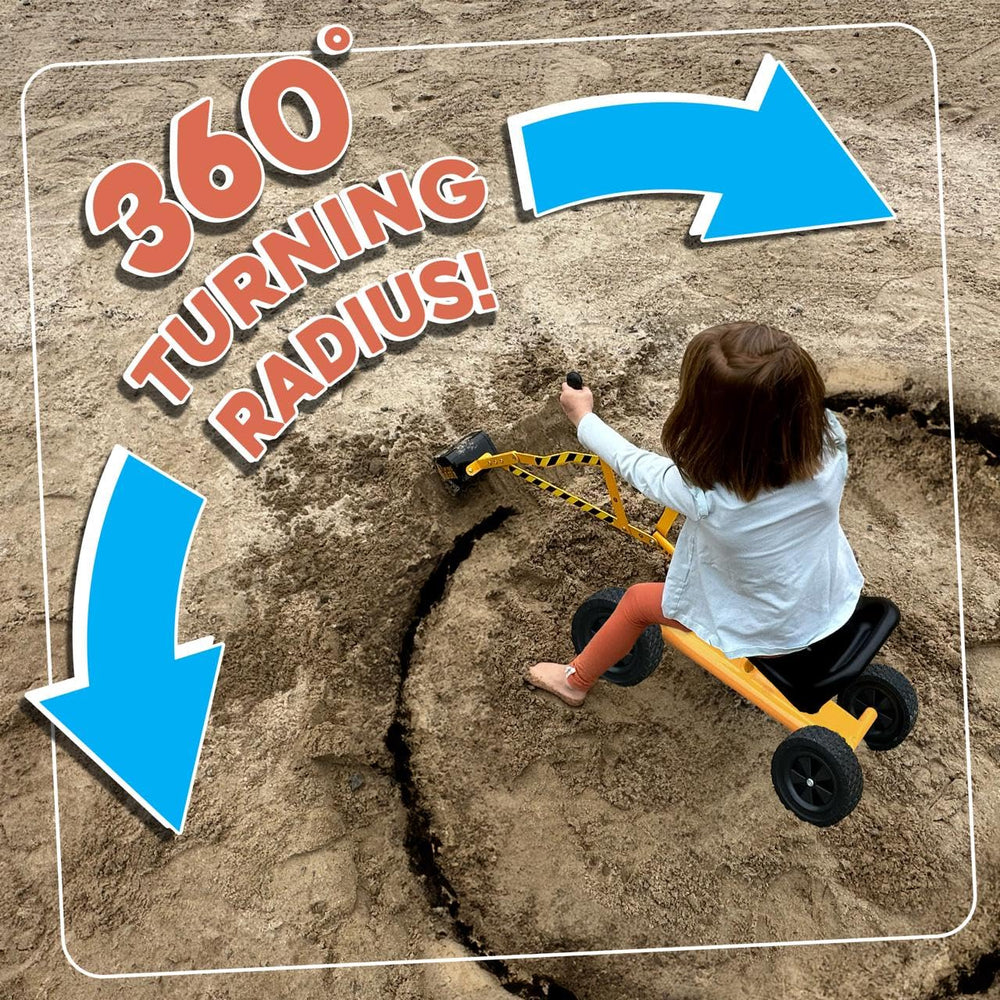 Stargo excavator toy ready for snow and backyard adventures all year.