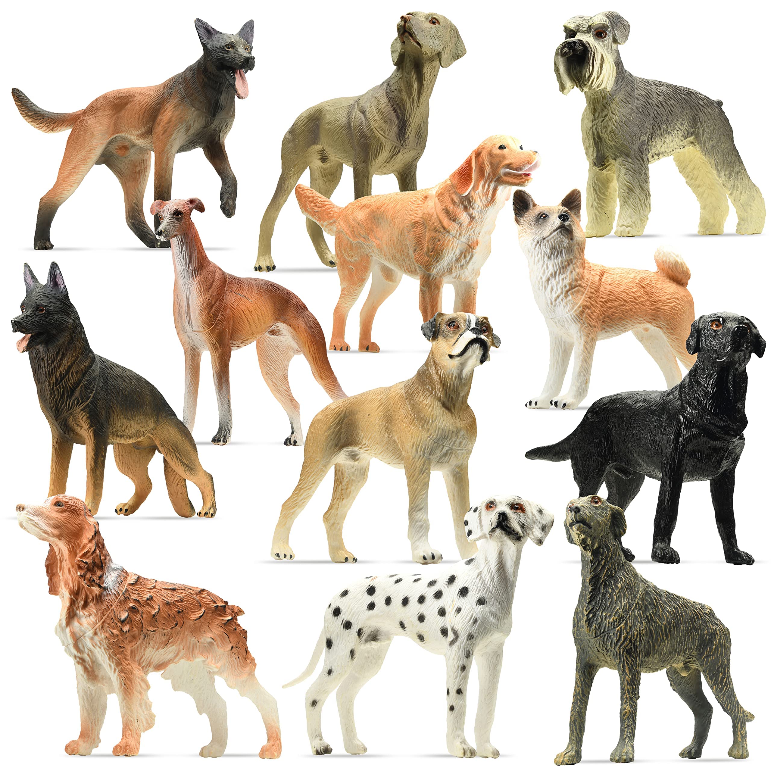 Stargo friendly dog figurines set of 12 on display for imaginative play and learning