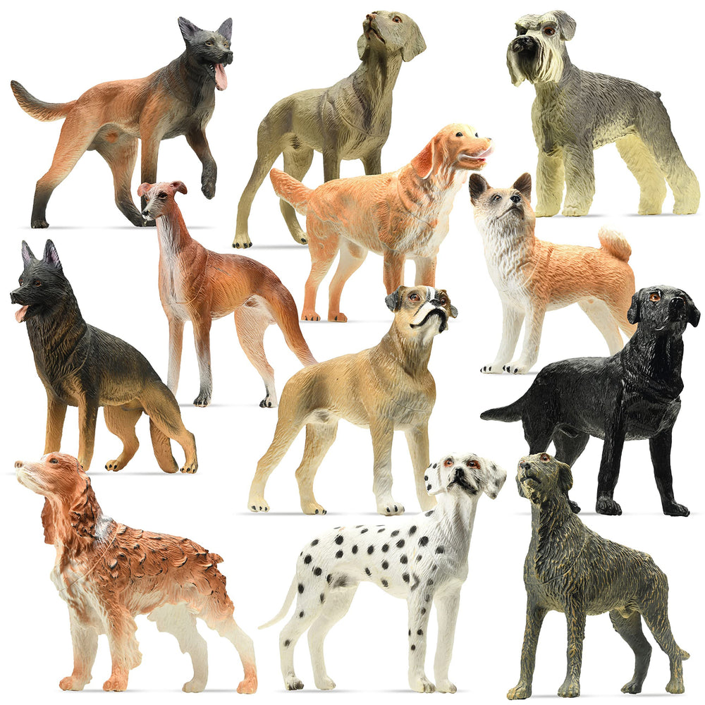 Stargo friendly dog figurines set of 12 on display for imaginative play and learning