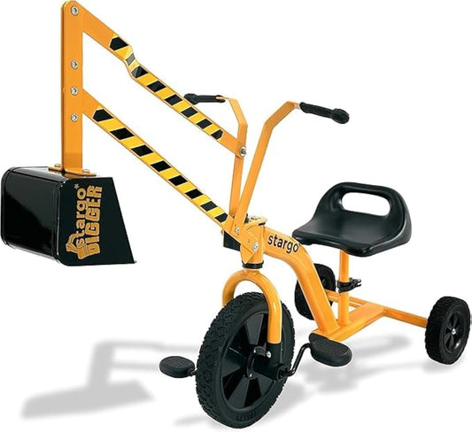 Stargo Kids Excavator front view showing sturdy ride-on design for sandbox play.