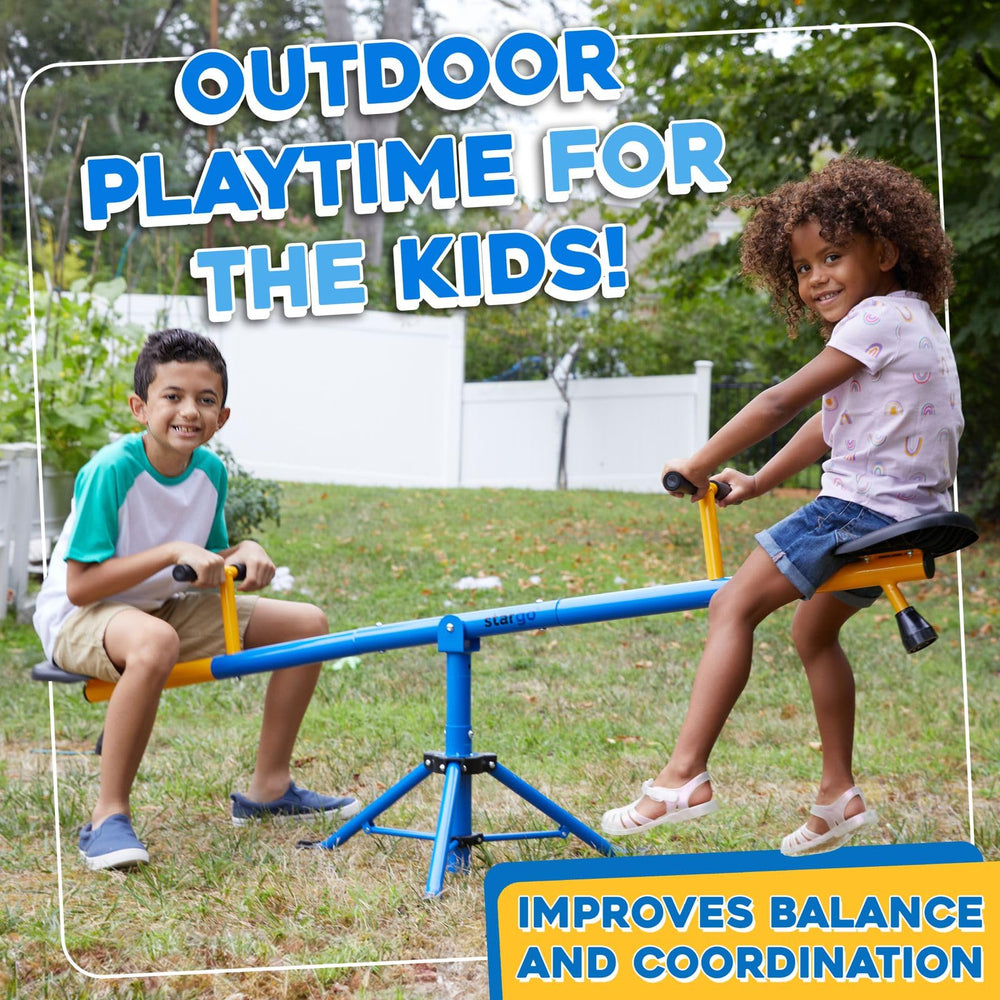 Stargo teeter totter in 360-degree swivel motion for dynamic play