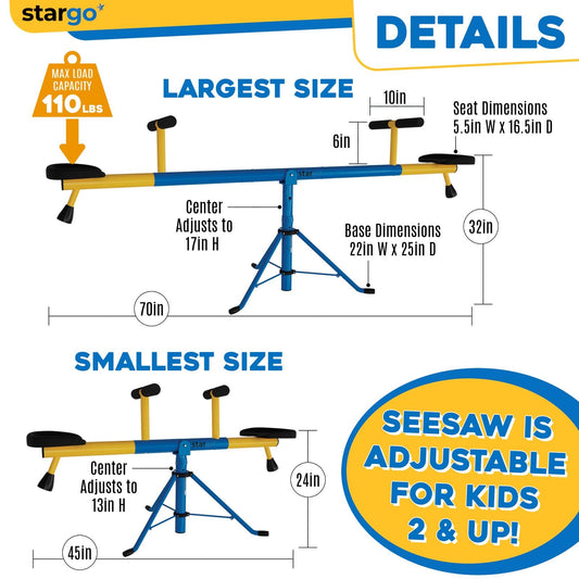 Stargo teeter totter expanded size with 18-inch height and 5.8-foot length