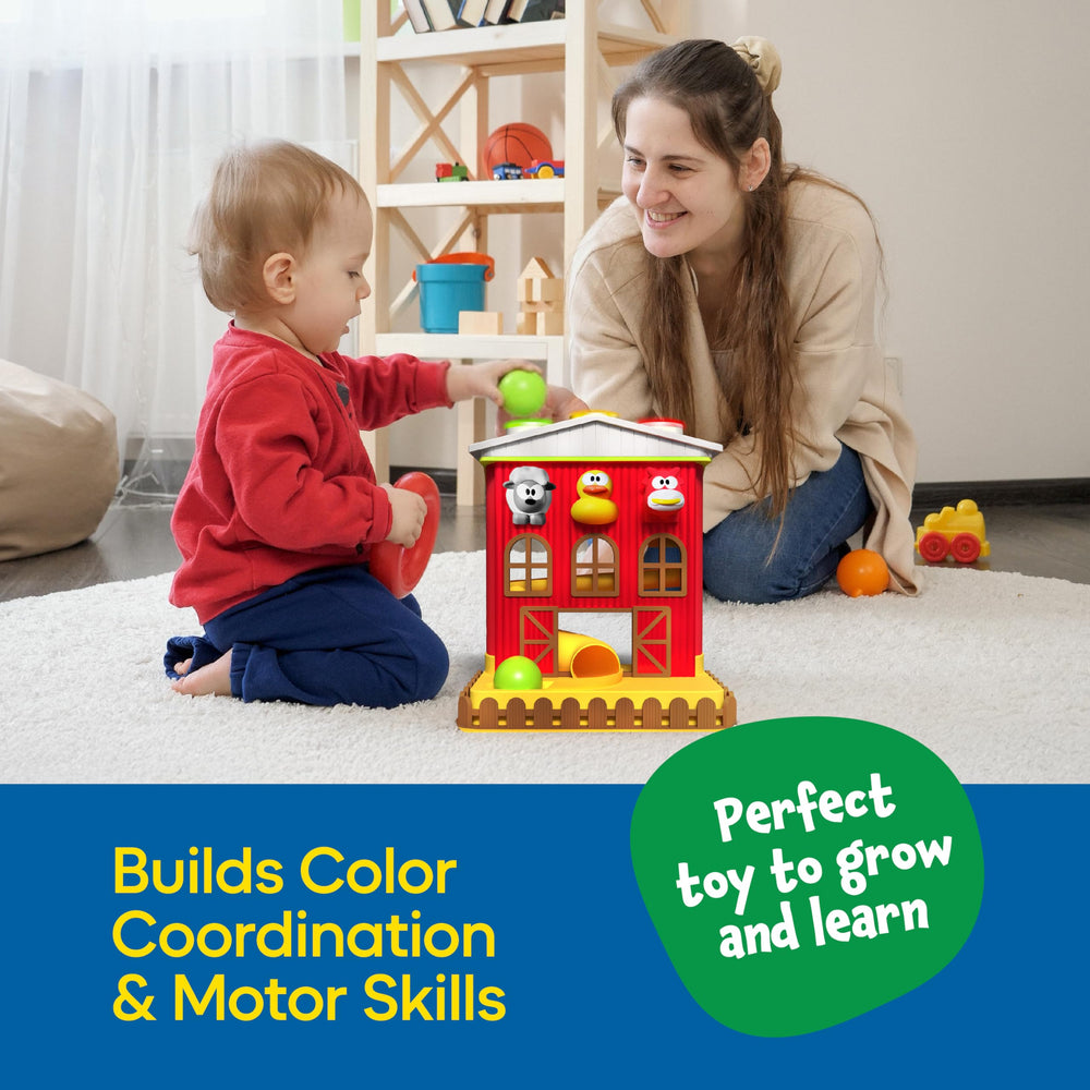 STARKTOY Pound A Ball balls in green red yellow promote color recognition and motor skills