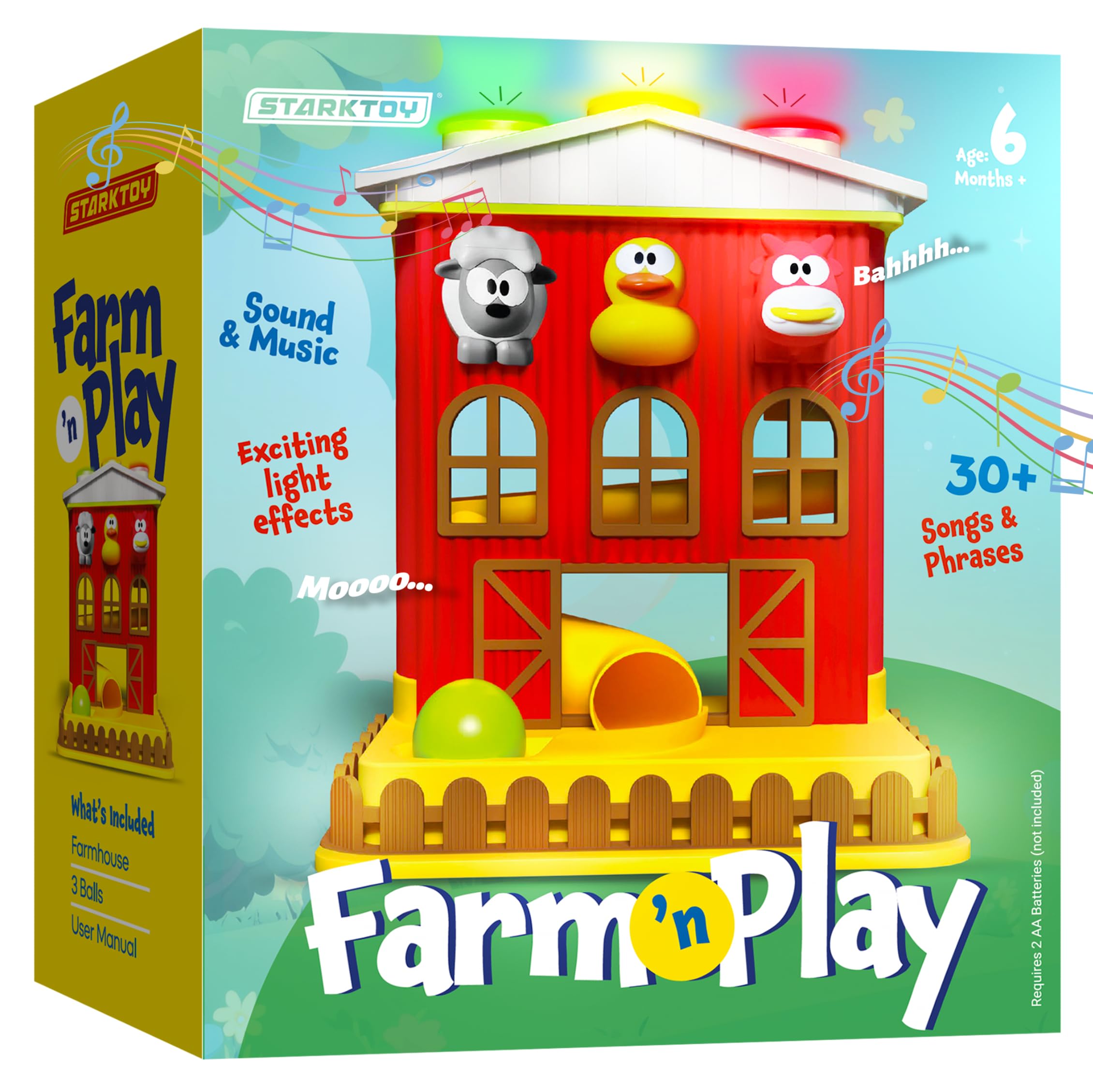 STARKTOY Pound A Ball barn house entrance highlighting easy access for little hands