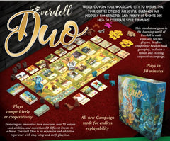 Everdell Duo components laid out for quick setup and varied play