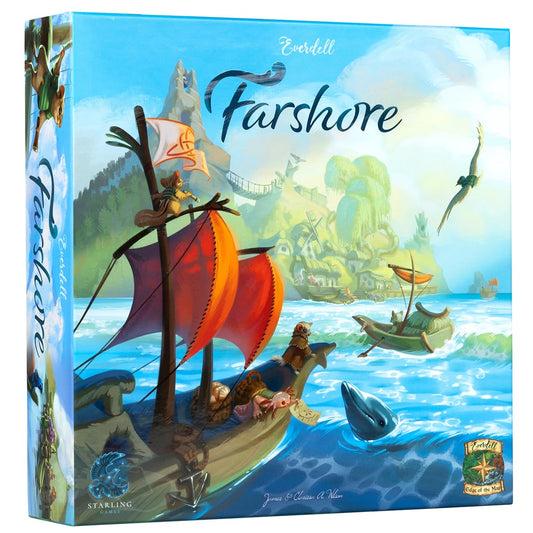 Starling Games Everdell Farshore ships model brings nautical action to life for 1-4 players.
