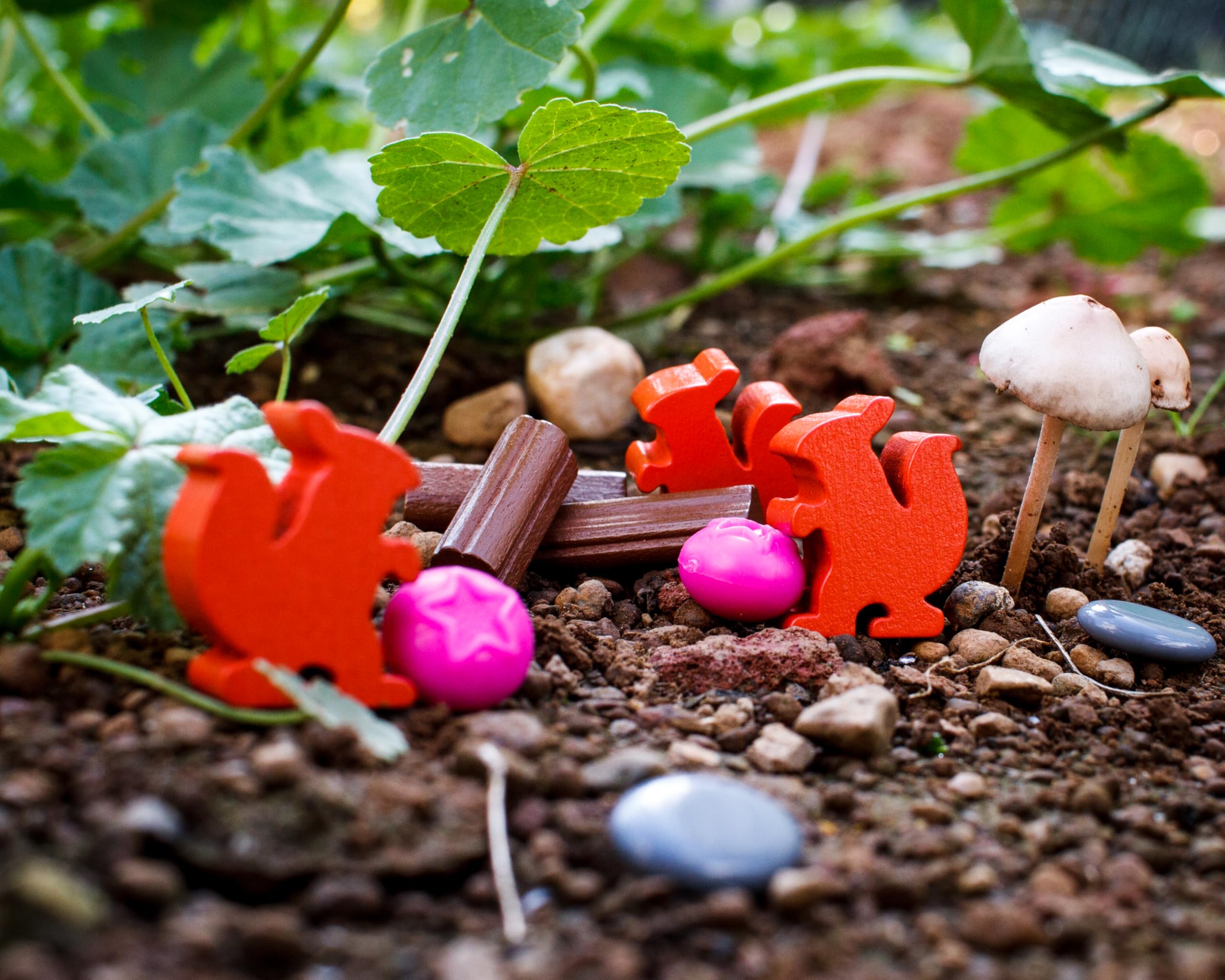 Starling Games Everdell resource tokens in natural tones for tactile play.