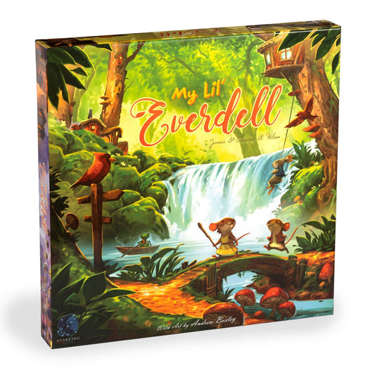 Starling Games My Lil’ Everdell front cover invites families to a woodland adventure