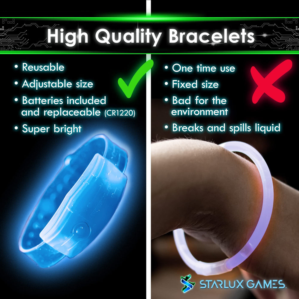 LED bracelets visible in dusk light for up to 20 players.