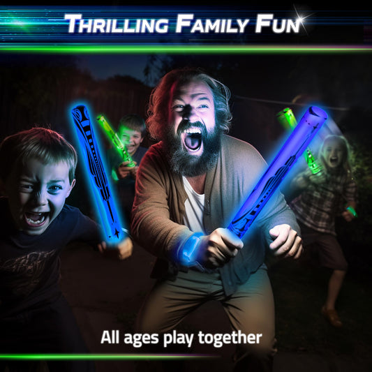 Starlux Glow Battle foam swords provide safe, soft contact for family duels