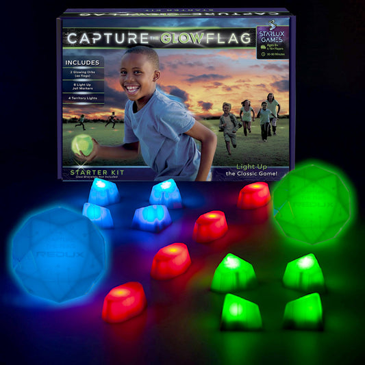 Starlux glow-in-the-dark flag for outdoor nighttime play and quick spotting.