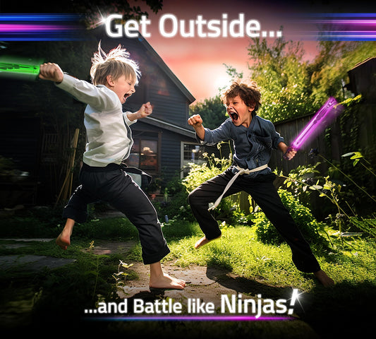 Starlux Ninja Swords katana swing during outdoor play for active fun.