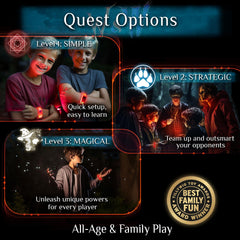 Starlux Games Wizards & Werewolves lit pieces glow for quick spotting.