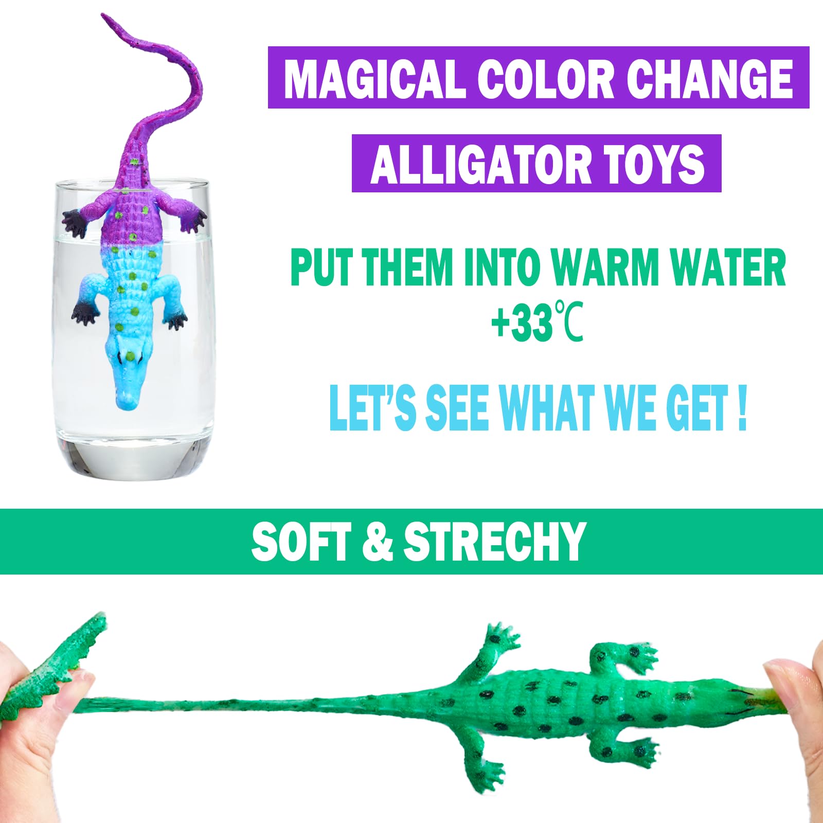 Staroud 6-inch no-hole rubber alligator toy ready for squeeze and stretch