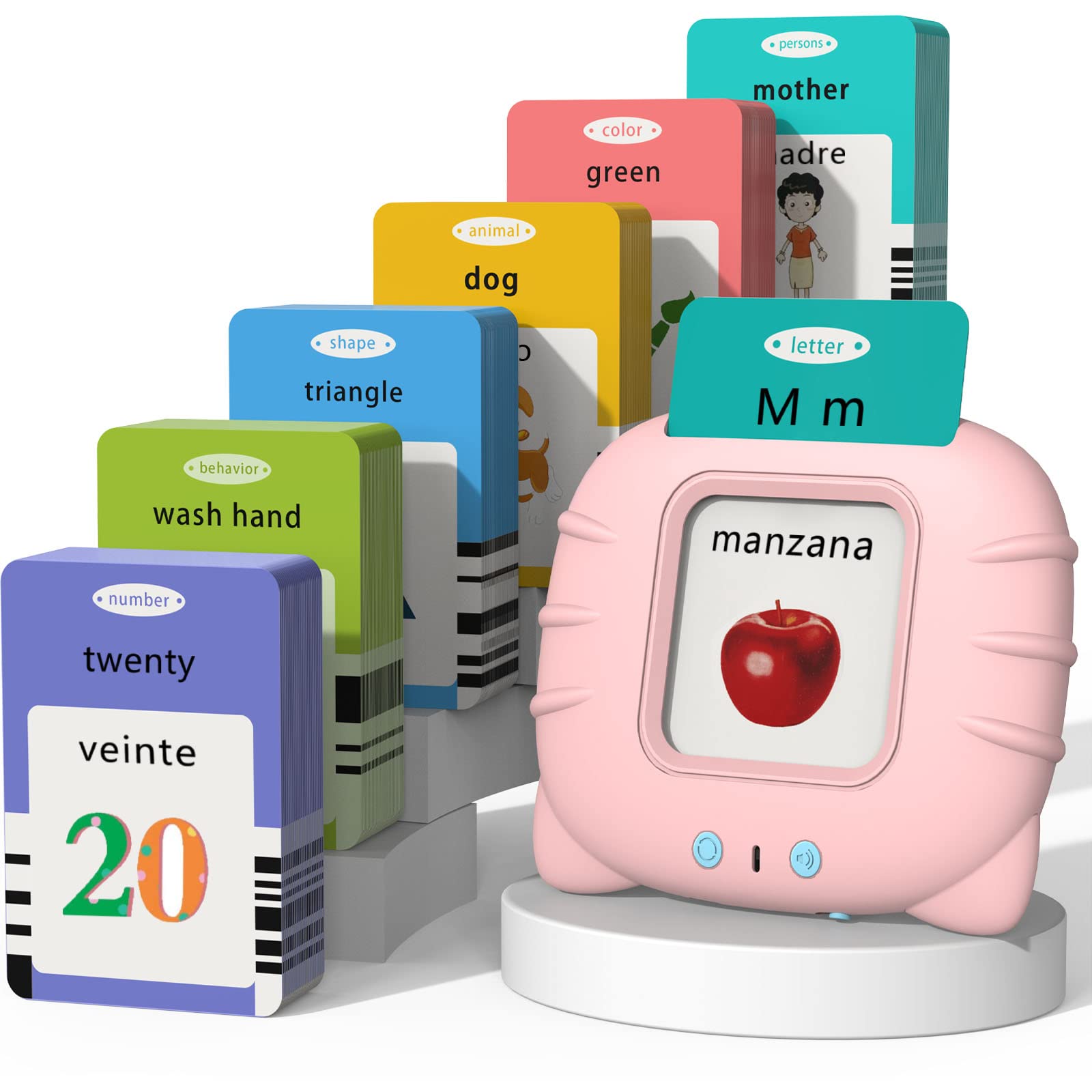 Startcan bilingual flash cards reading session builds early vocabulary in English and Spanish.