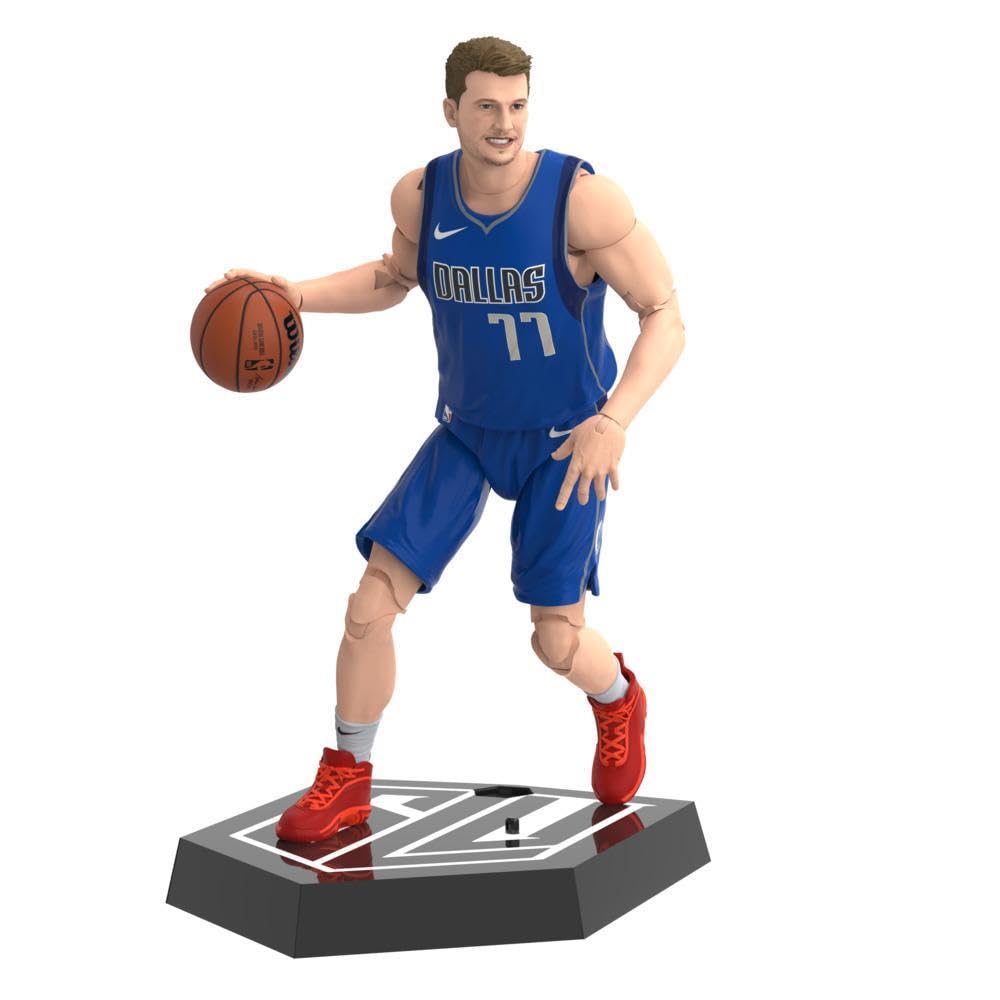 Starting Lineup Luka Dončić figure in Mavericks jersey for detailed display and collectible posing.