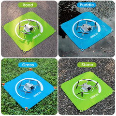 STARTRC pad deployed on grass with drone landing safely and cleanly