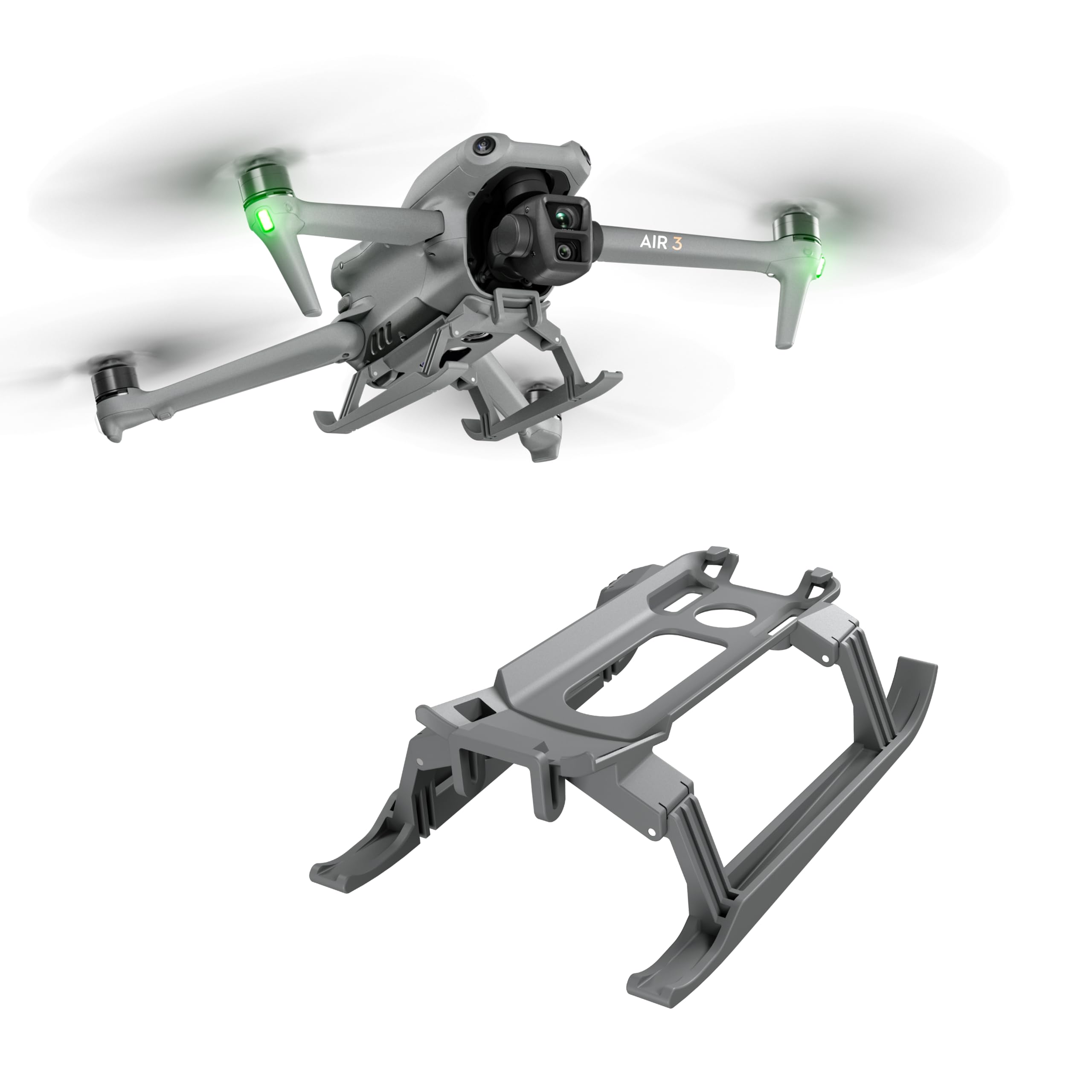 STARTRC PHOTO landing gear for DJI Air 3 showing increased ground clearance for smoother takeoffs