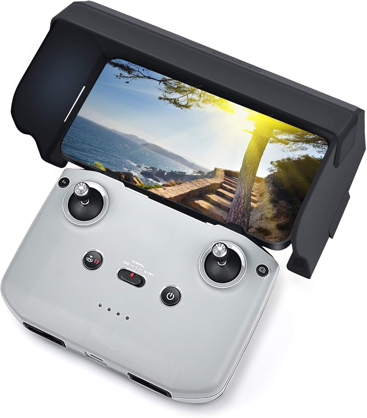 STARTRC Sun Hood on DJI Neo controller reduces glare for clearer drone viewing.