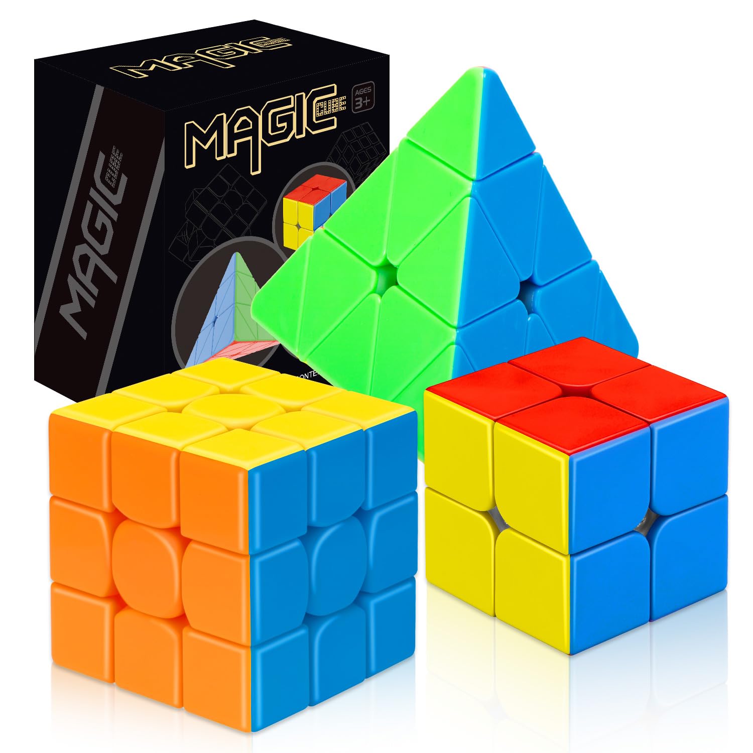 STEAM Life speed cube set 3x3 front view with bright hues for fast recognition