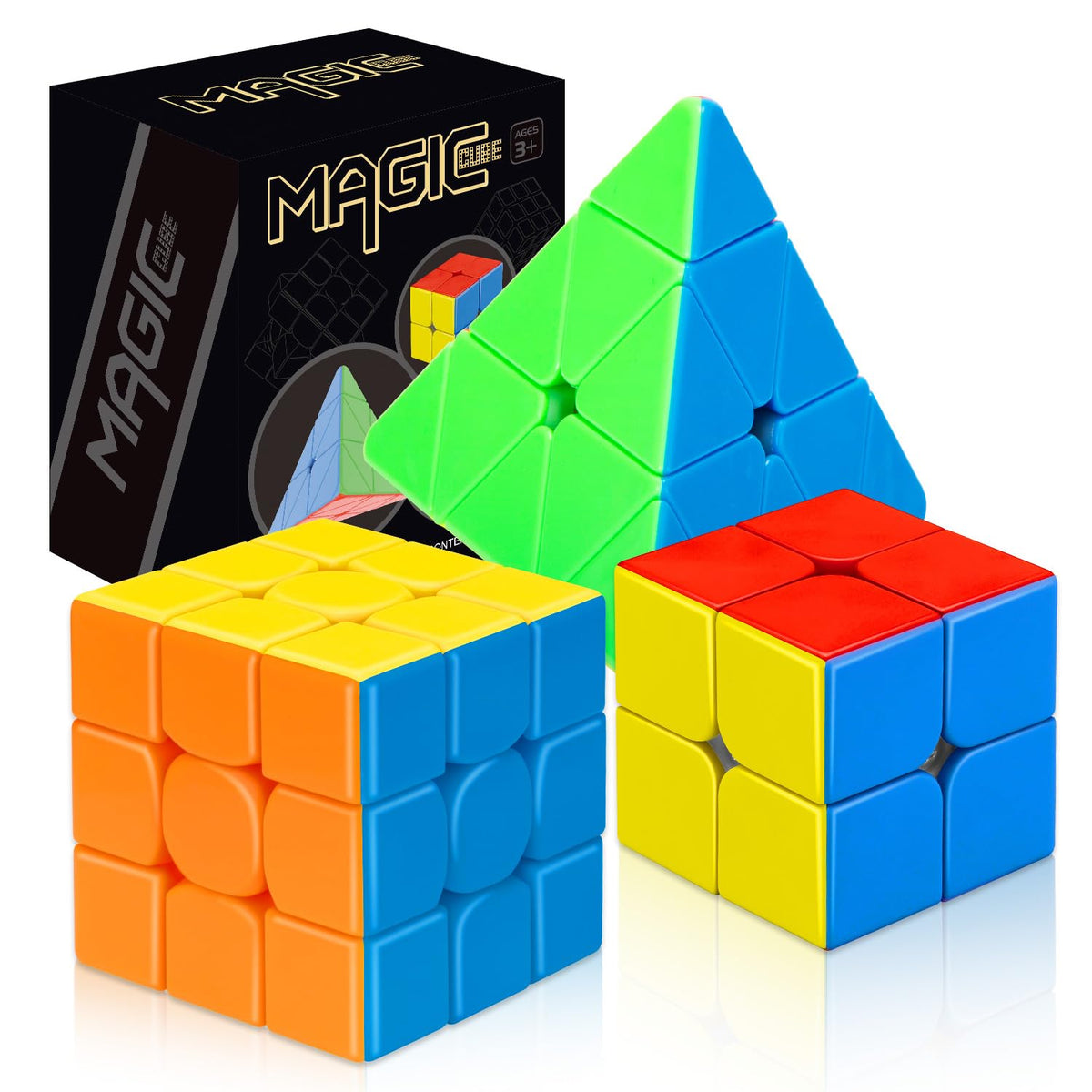 STEAM Life speed cube set 3x3 front view with bright hues for fast recognition