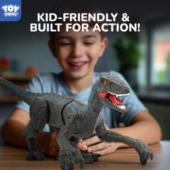 STEAM Life Velociraptor battery is rechargeable for longer play.