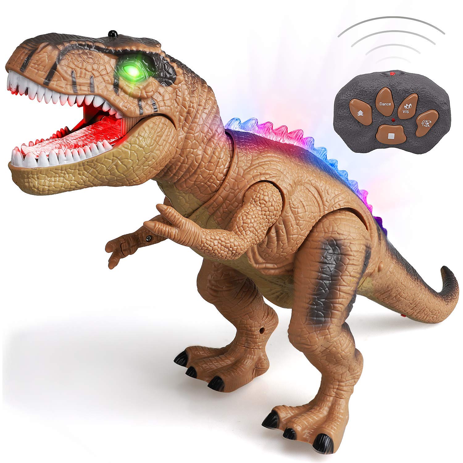 STEAM Life Trex remote-control dinosaur in action, ideal for interactive play.