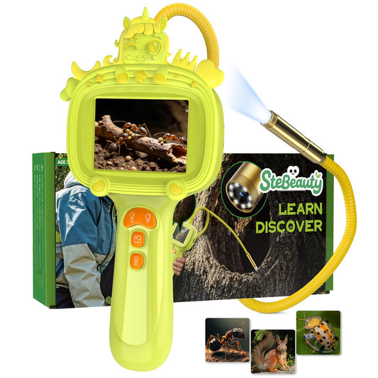 Stebeauty borescope snake camera with light captures angled view for kids.