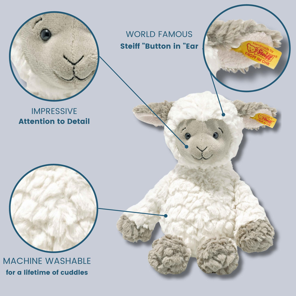 Steiff Lita Lamb machine washable for easy cleanup after adventures.