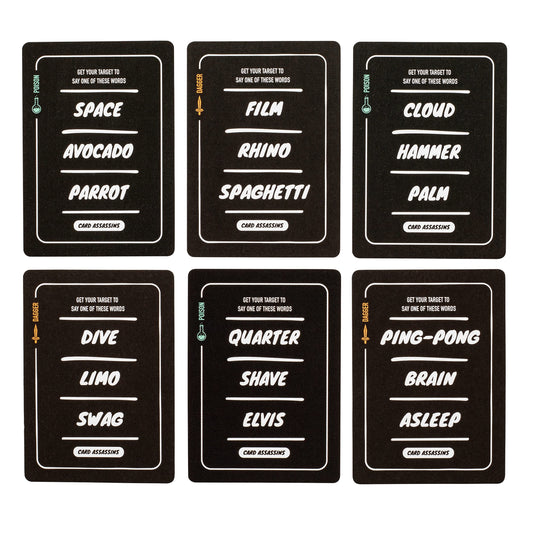 Stellar Factory Card Assassins cards laid out for quick setup.