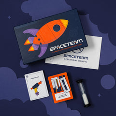 Stellar Factory Spaceteam players cheering capture energetic cooperative play.