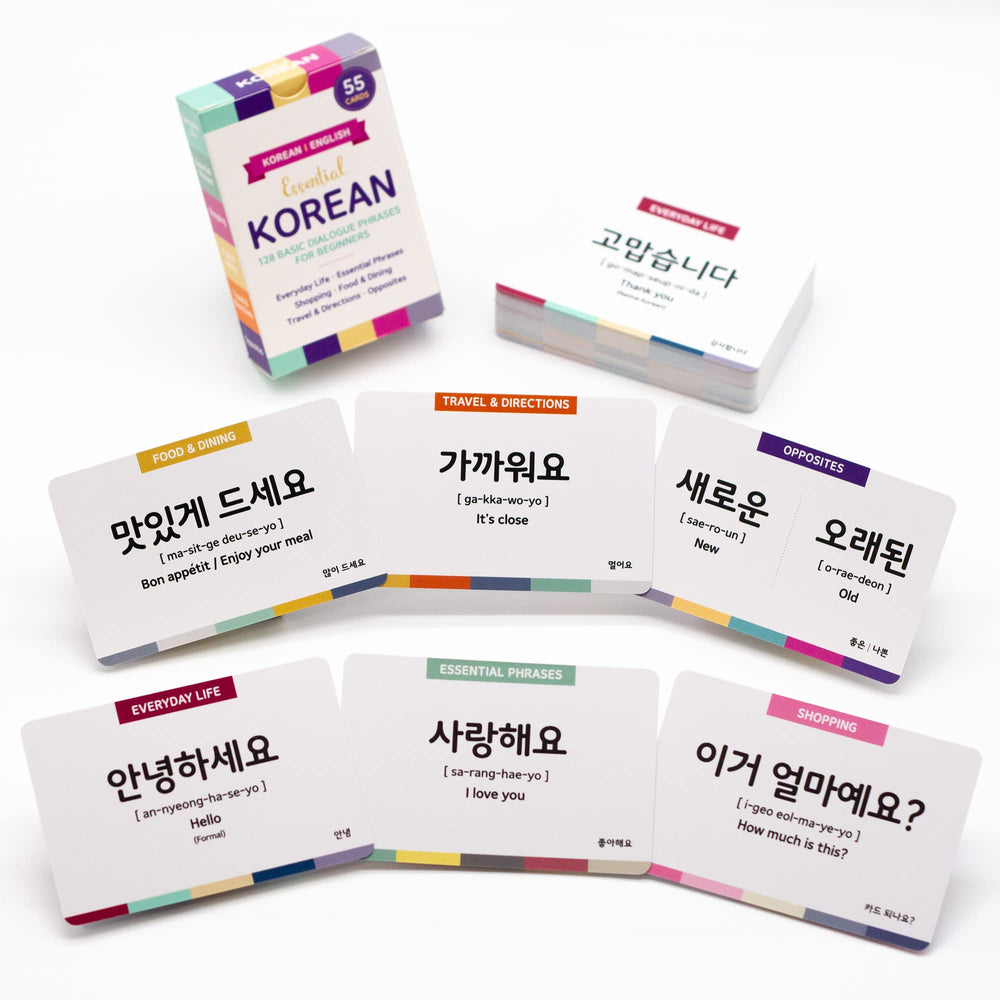 Stellarsol Korean flashcards inside layout shows organized sections for dialogues
